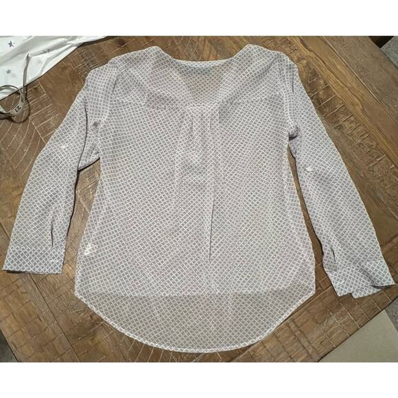 ana Petite Long Sleeve Sheer Blouse - Picture 2 of 5